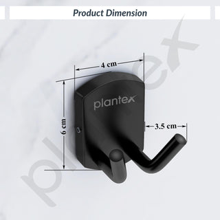 Plantex 304 Grade Stainless Steel Robe Hook/Robe Hooks for Bathroom/Cloth Hanger for Wall/Hooks/Bathroom Accessories - Black (Parv)