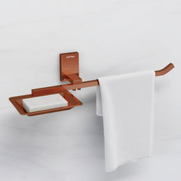Plantex 304 Grade Stainless Steel Soap Dish with Napkin Ring/Soap Stand/Soap Holder/Napkin Holder/Towel Hanger for Bathroom/Bathroom Accessories - Pack of 1 (Crystal, PVD Rose Gold)