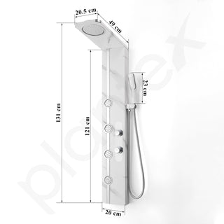 Plantex SS-304 Marble Textured Shower Panel for Bathroom with Showerhead/Hand Shower with Hose Pipe & Clamp/Body Massage Jets/Bathroom Shower System -(KM-8099)