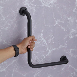 Plantex Stainless Steel L-Shape Grab Bar for Bathroom/Support Handle for Toilet for Elderly/Wall Mounted Safety Hand Support Rail - Pack of 1 (Black)