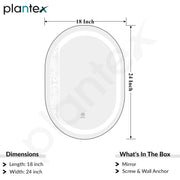 Plantex LED Bathroom Mirror with 3 Tone/Designer Mirror for Living Room/Bedroom/Dressing Room - Capsule Shape (HM-002, 18 X 24 Inch)