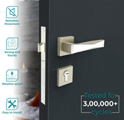 Plantex Main Door Lock/Mortise Lock for Door with 3 Years of Warranty - Robust Door Lock for Home with Brass Lock Body & Cylinder(7085 - Chrome & Satin White)