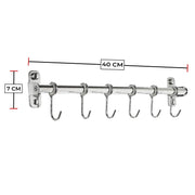 Plantex Anti Rust 304 Grade Stainless Steel Hook Hanger Rail/Clothes Hanger for Wall/Hook Rail for Bathroom and Kitchen (Silver)