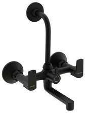 Plantex Wall Mixer for Bathroom 2 in 1 with L-Bend Connecter for Overhead Shower with Brass Spindles/Wall Mixer with Nickel Chrome Mirror Finish/Teflon Tape and Wall Flange-(Saga-blk)