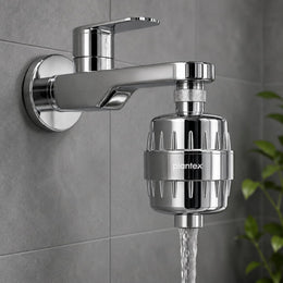 Plantex Shower Filter for Bathroom/ABS Plastic Tap Filter for Hard Water/13 Layer Filtration/with Activated Carbon & Calcium Sulfite/Water Softner - (Chrome)