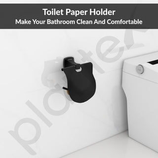 Plantex Space Aluminum Toilet Paper Roll Holder/Toilet Paper Holder/Tissue Paper Roll Holder for Bathroom Accessories (Black)