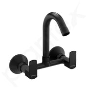 Plantex Sink Mixer Tap for Kitchen with 360Â° Swivel Spout/Hot and Cold Water Tap with Wall Flange and Teflon Tape/Brass Spindle Sink Tap (Saga-Black)