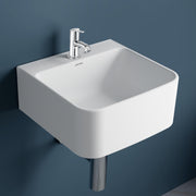 Plantex Ceramic Basin with Stainless Steel Pillar Cock/Wall Hung Basin/Deck Mount Tap/Basin for Bathroom - (Roma - Combo)