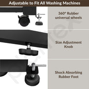 Plantex Adjustable Washing Machine Stand/Fridge Trolley with Wheels / Stand for Fridge, Air Cooler, Dishwasher / Anti-Vibration Heavy Duty 170 kg Load Capacity – Black
