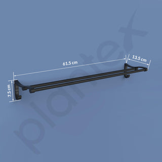 Plantex Stainless Steel Towel Hanger for Bathroom/Dual Towel Rod/Bar/Bathroom Accessories(24 Inch-Black-1007)