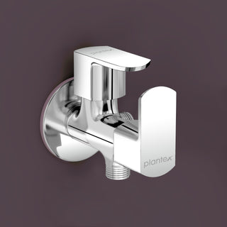 Plantex Angle Valve for Bathroom/2 Way Angle Valve with Teflon Tap/Two Way Angle Cocke(CRM-1286-Chrome)