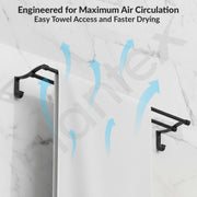 Plantex Stainless Steel Towel Hanger for Bathroom/Dual Towel Rod/Bar/Bathroom Accessories(24 Inch-Black-1007)