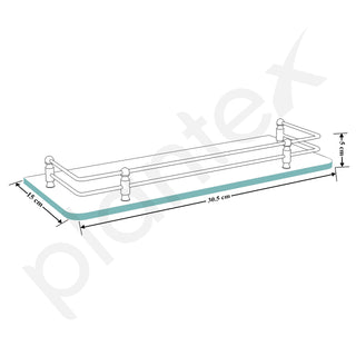Plantex Transparent Bathroom Glass Shelf/Glass Shelf for Living Room/Kitchen/Multipurpose Wall Storage Bathroom Organiser-(Polished, 12x6 Inches, Pack of 2)