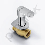 Plantex Pure Brass ORN-206 Angular Concealed Stop Cock/Concealed Stop Valve Tap For Bathroom With Teflon Tape & Adjustable Brass Wall Flange - 15mm (Mirror-Chrome Finish)
