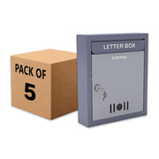 Plantex Wall Mount Letter Box - Suggestion Box/Mail Box/Post Box for Home gate with Secure Key Lock - Pack of 5 (Dark Grey)