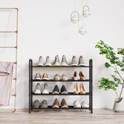 Plantex GI Metal Shoe Rack for Home/Shoe/Slipper Stand/Chappal Stand/Storage Organizer - 4 Big Shelves (Black)