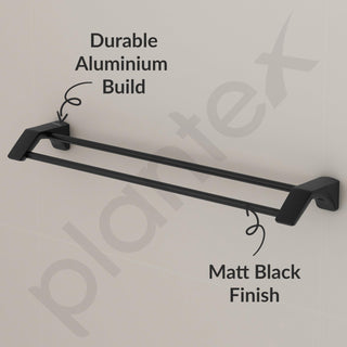 Plantex Space Aluminium Dual Towel Rod for Bathroom/Towel Holder/Towel Hanger/Towel Stand/Bathroom Accessories Set(971, Black)