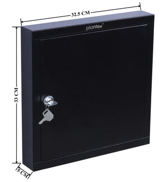 Plantex GI Metal Key Storage Box/Key Cabinet with 25 Key-Holders with Lock for Home/Key Holder for Home/Hotel/Companies/Office - Wall Mount (Black)