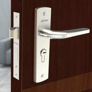 Plantex Heavy-Duty Door Lock Set - Main Door Lock Handle Set/ 6-Lever Lock Mechanism with 3 Years of Warranty/Mortise Lock with 3 Keys, Brass Lock Body & Cylinder(8077 - Chrome & Matt)