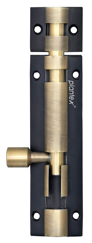 Plantex Heavy Duty 4-inch Joint-Less Tower Bolt for Wooden and PVC Doors for Home Main Door/Bathroom/Windows/Wardrobe - Pack of 8 (703, Brass Antique and Black)