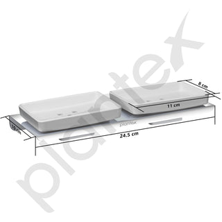 Plantex Stainless Steel with ABS Material Double Soap Dish for Bathroom/Wall Mounted Soap Holder/Bathroom Accessories (Chrome)