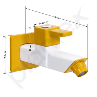 Plantex PTMT EDS-122 Single LeverPainted Bib Tap For Bathroom With Water Saving Aerator/Bib Cock For Bathroom With Plastic Wall Flange & Teflon Tape (Yellow & White)