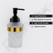 Plantex 304 Grade Stainless Steel Liquid Soap Dispenser/Shampoo Dispenser/Handwash Dispenser/Bathroom Accessories - Pack of 1 (Parv-Gold & Black)