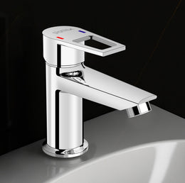 Plantex Single Lever Basin Mixer Tap/Pure Brass Pillar Tap for Wash Basin/Hot and Cold Water Tap for Basin/Short Body Water Tap - Pack of 1 (Chrome, 3226)