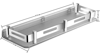 Plantex Unbreakable Plastic Bathroom Shelf for Wall/Kitchen Wall Shelf with Stainless Steel Railing/Living Room Multipurpose Wall Mounted Shelf (Transparent)