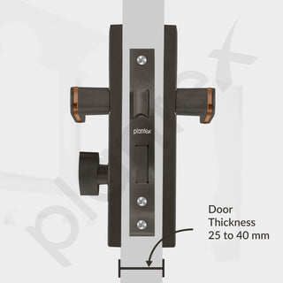 Plantex Heavy-Duty Main Door Mortise Lock Handle Set with 3 Keys, Brass Lock Body & Cylinder (8125 - Grey & PVD Choco)