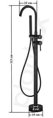 Plantex Pure Brass Bath Tub Faucet/Free Standing Faucet/Single Lever Basin Faucet with Handle Held Shower/Bath Tub Filler Faucet - (Black)