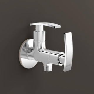 Plantex 2 in 1 Angle Valve with Wall Flange and Teflon Tape/Angle Cocke for Bathroom (SMR-1266-Chrome)