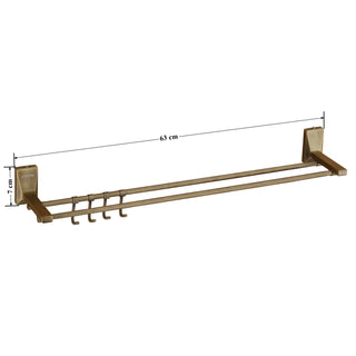 Plantex 304 Grade Stainless Steel 24 inch Dual Towel Rod/Towel Holder/Towel Hanger/Bathroom Accessories - Crystal (Brass Antique)