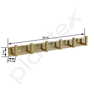 Plantex Aluminum Hook Rail with L-Shape Hooks for Walls of Bathroom/Kitchen–Hook Rail Bar for Clothes/Towel/Keys-Pack of 2 (6 Hooks, Brass Antique)