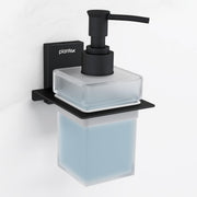 Plantex 304 Grade Stainless Steel Liquid Soap Dispenser for Bathroom/Frosted Glass Liquid Shampoo Dispenser/Hand wash Dispenser/Bathroom Accessories - Pack of 1 (Crystal, Black)