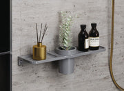 Plantex Double Soap Dish with Tumbler Holder/Acrylic Soap Stand with Tumbler for Bathroom/Soap Holder/Bathroom Accessories - Pack of 1 (VIG-119, Grey)