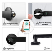 Plantex Smart Door Lock/Fingerprint Lock for Door/Biometric Smart Lock for Home/Office/Hotel - (Black)