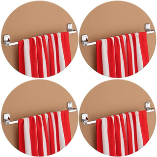 Plantex 304 Grade Stainless Steel 24 inch Towel Rod for Bathroom/Towel Holder/Towel Stand/Towel Bar for Bathroom Accessories Pack of 4, Cute (Chrome)