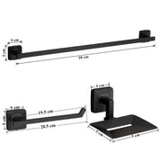 Plantex 304 Grade Stainless Steel Towel Rod/Napkin Hanger for Wash Basin/Soap Holder/Bathroom Accessories, Set of 3 (Black) Decan
