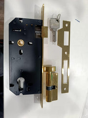 Plantex Mortise Door Lock Set with Brass Cylinder & Keys/Heavy-Duty Main Door Lock Body - Pack of 1 (PVD Gold)