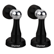 Plantex Stainless Steel 360 Degree 4 inch Door Magnet Stopper for Home/Office/Hotel Wall and Floor Mounted Soft-Catcher to Hold Wooden/Glass/PVC Door - Pack of 2 (Black Finish)