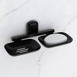 Plantex 304 Grade Stainless Steel Double Soap Holder for Bathroom/Soap Stands/Bathroom Accessories - Parv (Black)