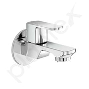 Plantex Single Lever Water Tap for Bathroom with Water-Saving Aerator/Wall Mount Bib Cock with Wall Flange and Teflon Tape/Brass Spindle Bib Tap for Home (Saga-1291-Chrome)