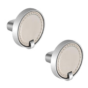 Plantex Knobs for Drawers/Drawer Knobs/Round Knob for Cabinets/Pull-Push Knob for Kitchen/Bedroom/Drawer - Pack of 2 (Satin Steel & Chrome)