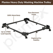 Plantex Adjustable Washing Machine Stand/Fridge Trolley with Wheels / Stand for Fridge, Air Cooler, Dishwasher / Anti-Vibration Heavy Duty 170 kg Load Capacity – Black