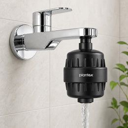 Plantex Shower Filter for Bathroom/ABS Plastic Tap Filter for Hard Water/13 Layer Filtration/with Activated Carbon & Calcium Sulfite/Water Softner - (Black)
