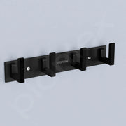 Plantex Aluminum Hook Rail with L-Shape Hooks for Walls of Bathroom/Kitchen–Hook Rail Bar for Clothes/Towel/Keys-Pack of 3 (4 Hooks, Black)