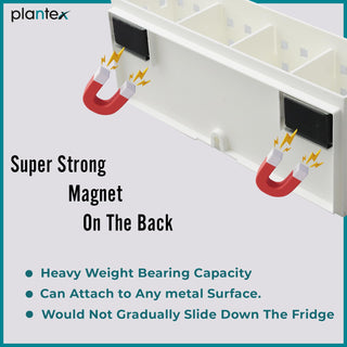 Plantex Magnetic Refrigerator Shelf/Self-Adhesive Storage Organiser for Kitchen/Magnetic Shelf for Fridge/Spice Rack for Kitchen (White)
