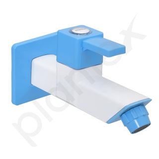 Plantex Single Lever Bib Cock for Bathroom/PTMT Kitchen Sink Tap/Basin Faucet with Plastic Wall Flange - Long Body (Blue & White)