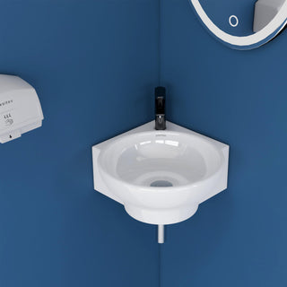 Plantex Ceramic White Corner Wash Basin/Wall Mount Basin for Bathroom/Corner Bathroom Basin/Glossy Small Sink with 10 Years Glaze Warranty by Plantex(Lily -14 x 14 x 5 Inch)